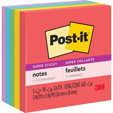 Post-It Notes, Sprstcky, 3X3, 5Pk, Ast MMM6545SSAN